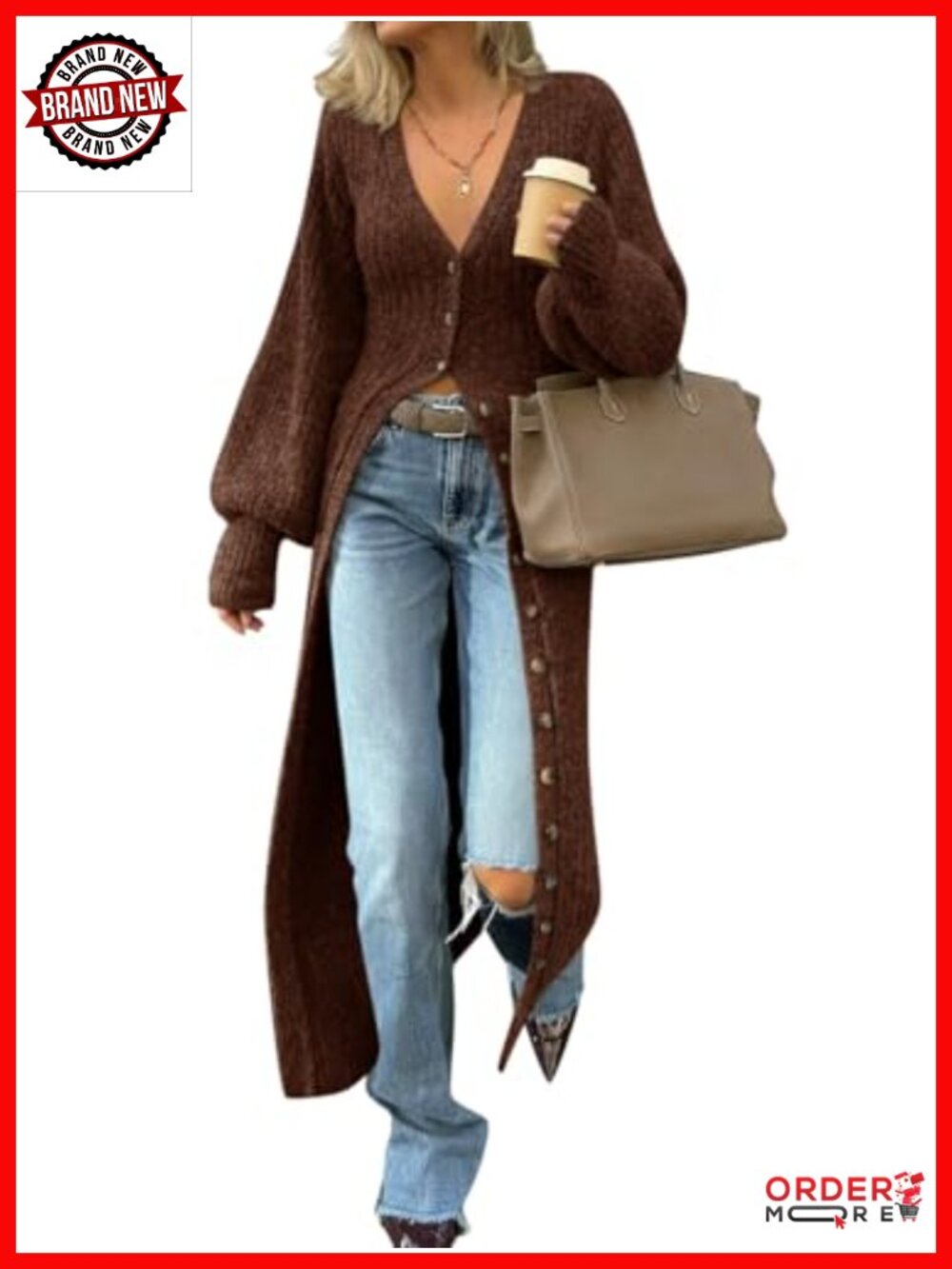 Saodimallsu Long Duster Cardigan Button Down Maxi Sweater Dress